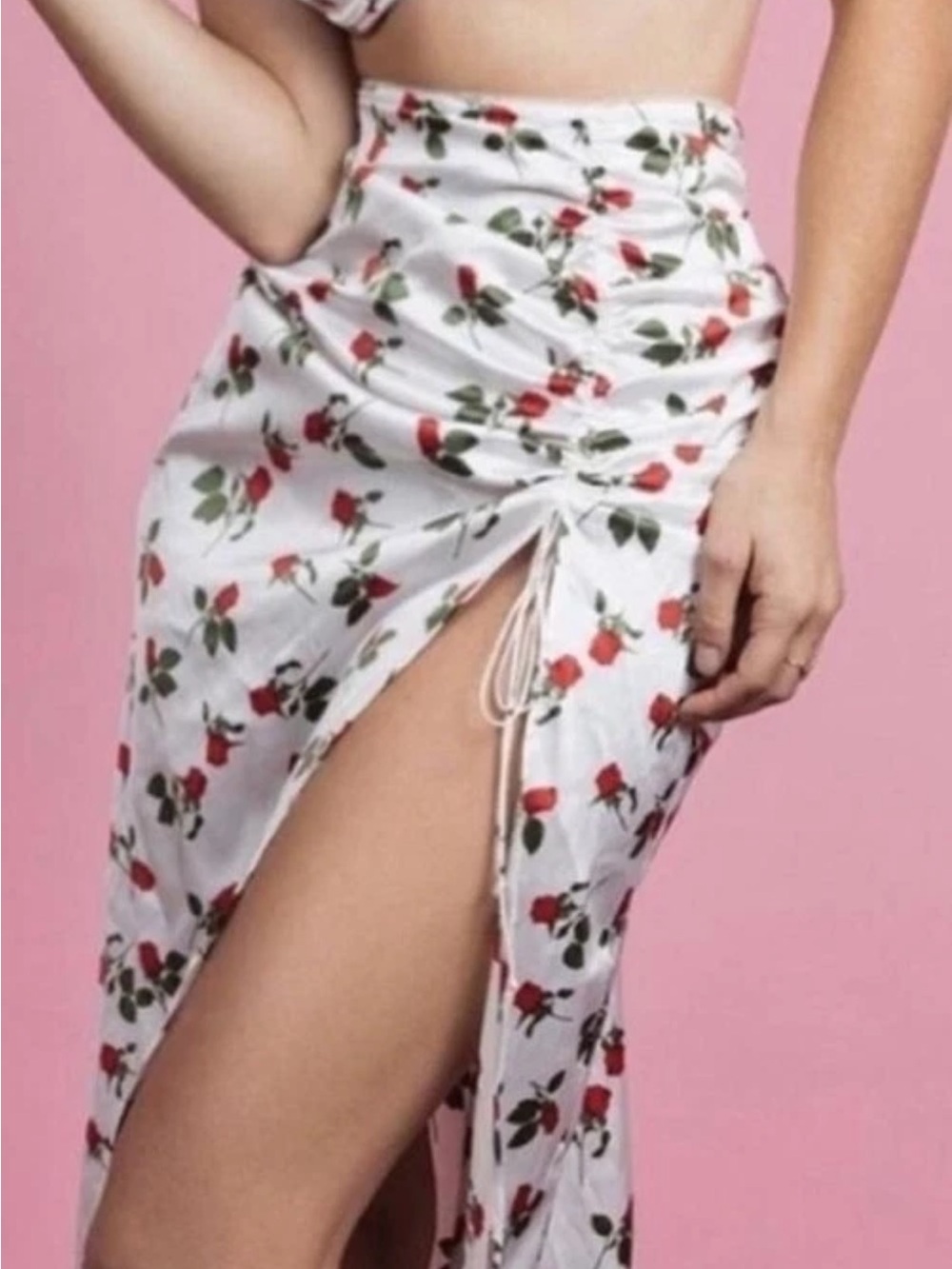For Love & Lemons Love Song Rose slit skirt